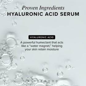 Asterwood serum drop texture demonstrating lightweight hydration benefit