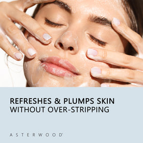 Asterwood soap displayed with serum and moisturizer showing routine layering benefit