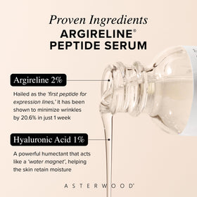Asterwood hyaluronic serum droplet on hand, highlights lightweight hydrating feel