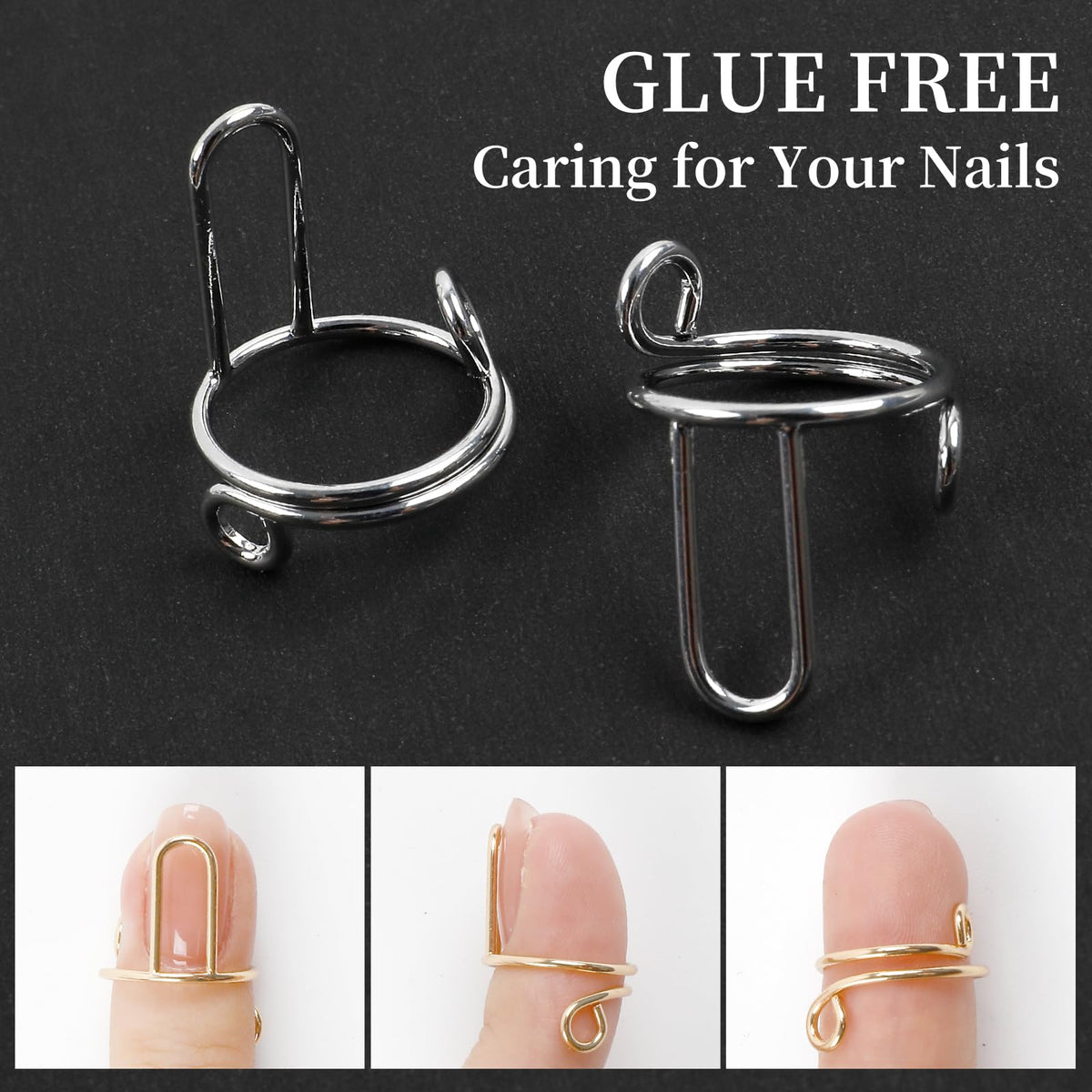 ASTONFOG ring with acrylic tip attached showing secure wear without glue