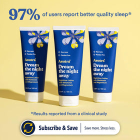 ASUTRA being applied to feet during night routine to illustrate calming use