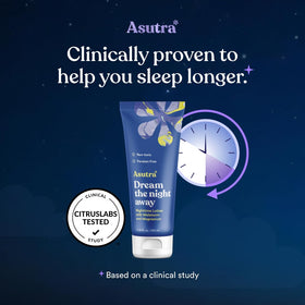 ASUTRA label close-up highlighting ingredients and melatonin benefit