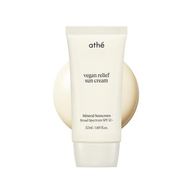 athé front packaging showing SPF 50+ and fragrance-free benefit