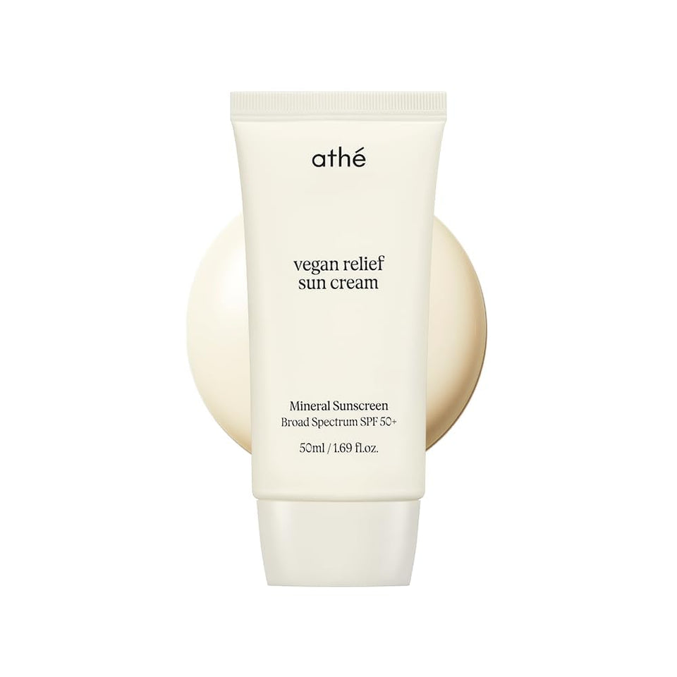 athé front packaging showing SPF 50+ and fragrance-free benefit