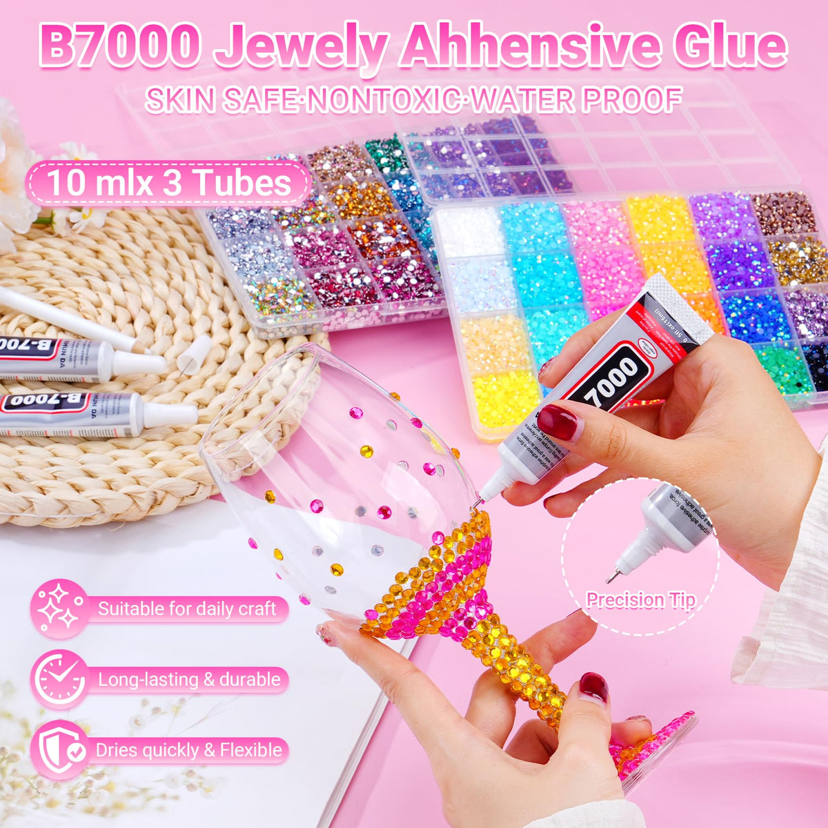Atifober plated color rhinestones detail showing vivid hues that enhance craft contrast