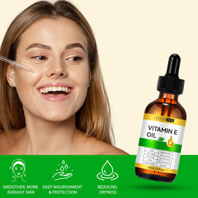 ATOANY vitamin E drops on skin showing quick absorption and hydration