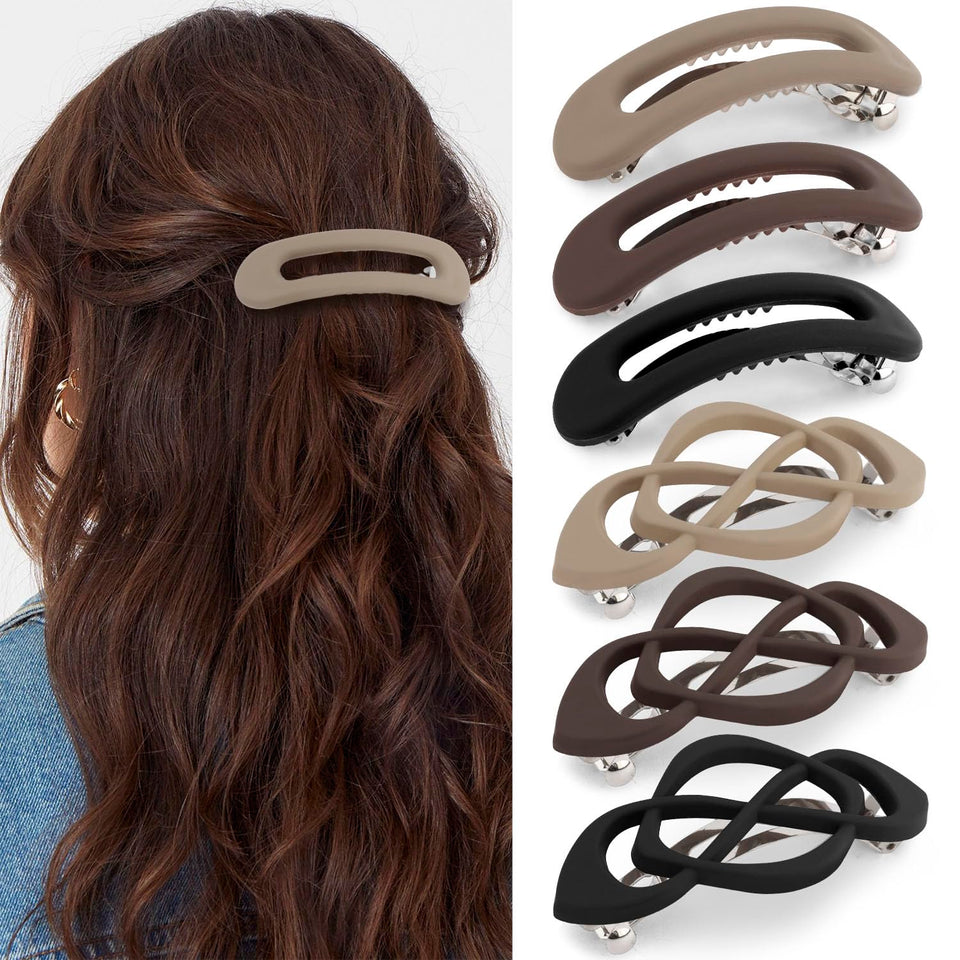 Atoden front packaging showing six matte barrettes, neat gift-ready presentation