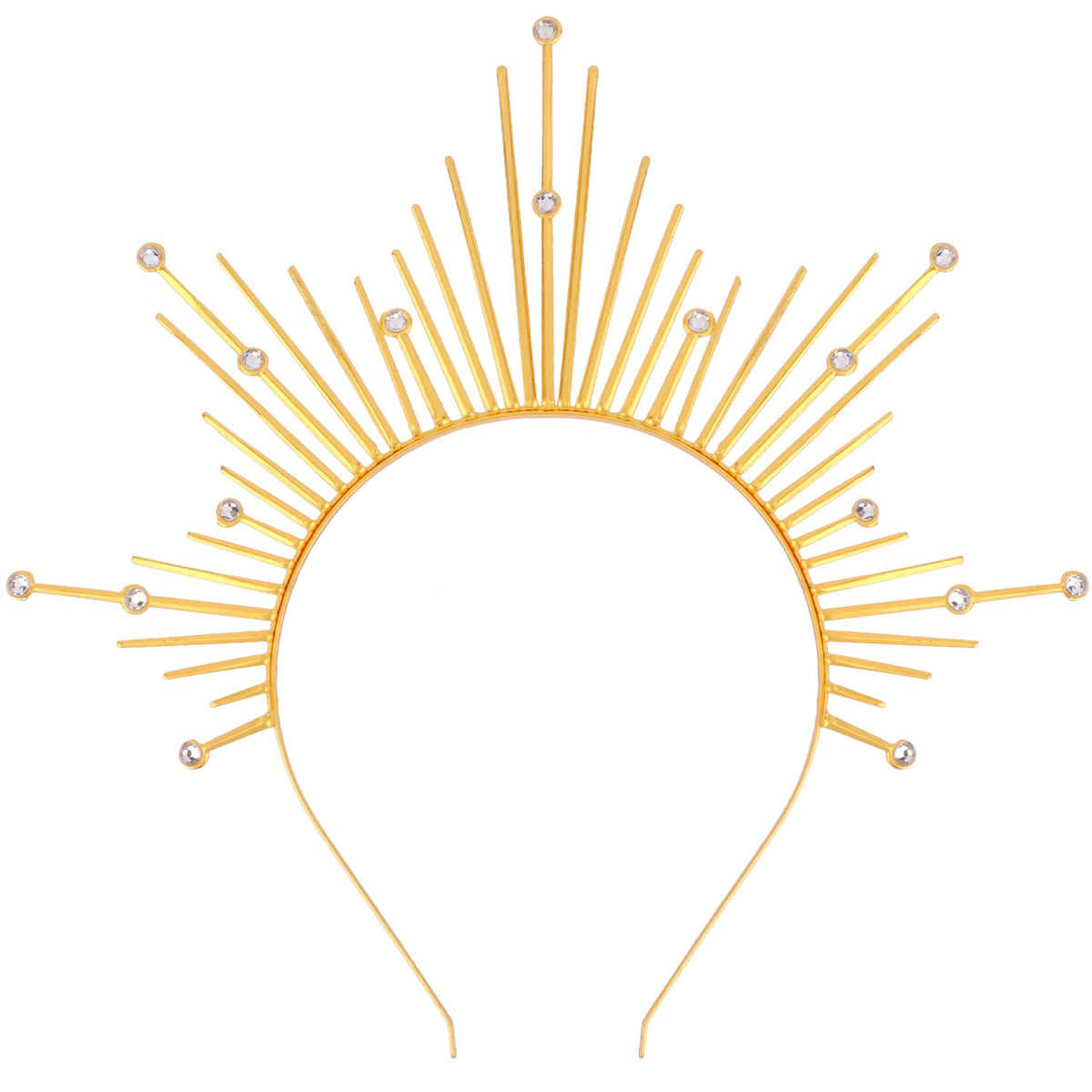 Atoden halo front view showing full sunburst crown and regal silhouette