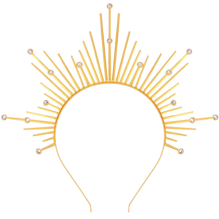 Atoden halo front view showing full sunburst crown and regal silhouette