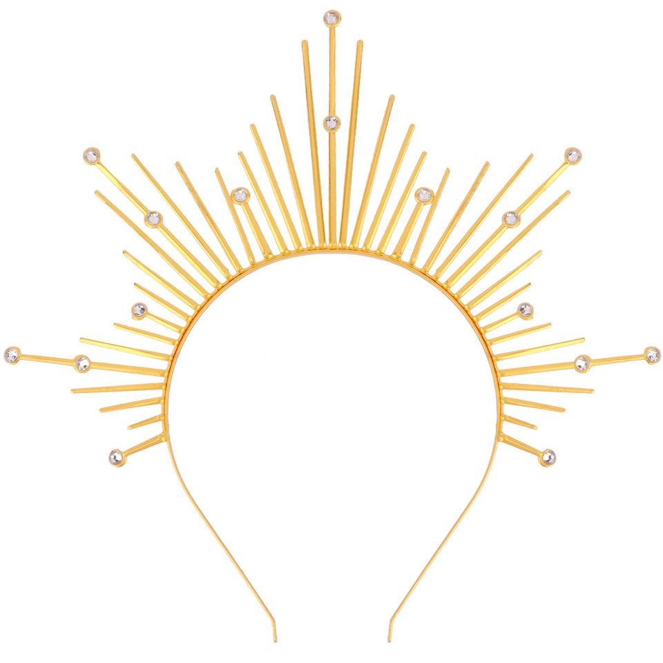 Atoden halo front view showing full sunburst crown and regal silhouette