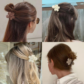 ATODEN clipped in half-up hairstyle on dark hair showing neat styling benefit