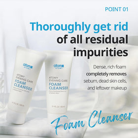 A.T.O.M.Y cleanser in hand during application illustrating easy spread