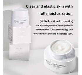 ATOMY close-up cream texture swatch showing smooth spreadability and quick absorption benefit