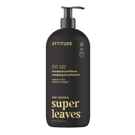 ATTITUDE front bottle view showing 2-in-1 volumizing shampoo and conditioner for convenience
