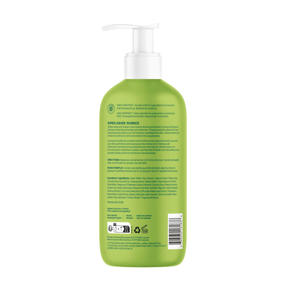 ATTITUDE back label with EWG and vegan icons confirming clean verified ingredients benefit