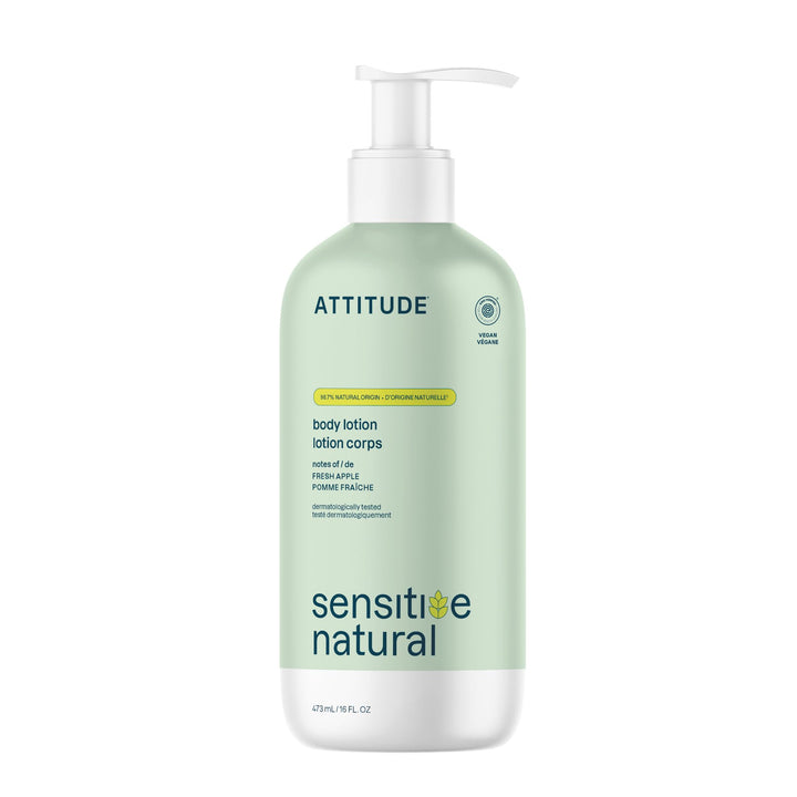 ATTITUDE front label showing product name and benefits for sensitive skin