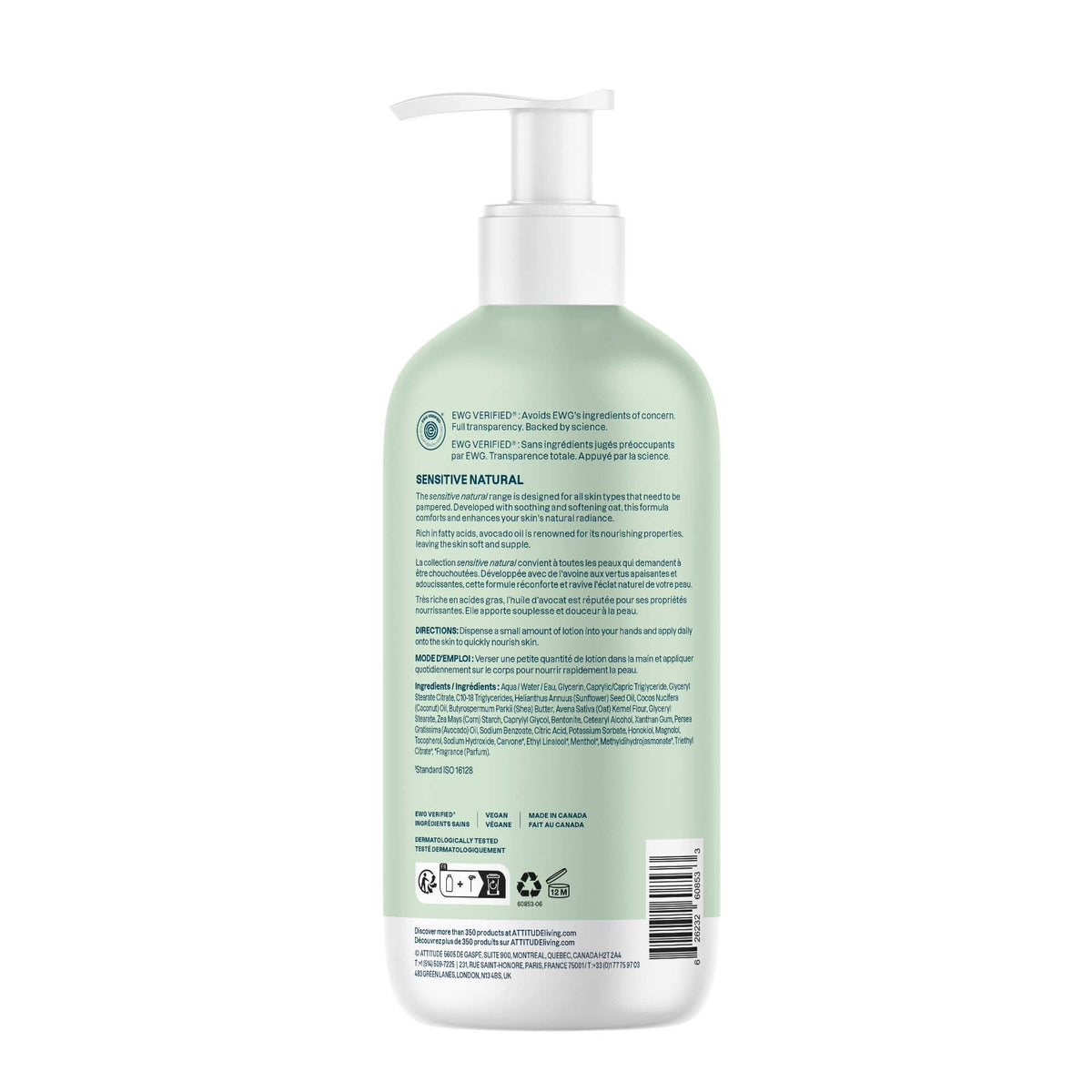 ATTITUDE lotion on bathroom shelf with other toiletries suggesting daily routine