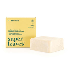ATTITUDE front packaging of clarifying shampoo bar showing clean design and benefits