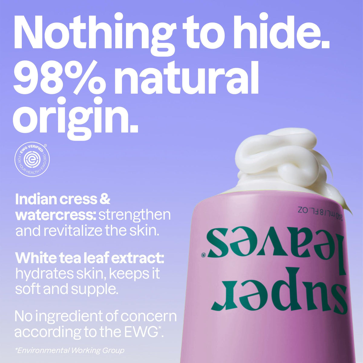 ATTITUDE close-up of ingredient label, EWG Verified transparency benefit