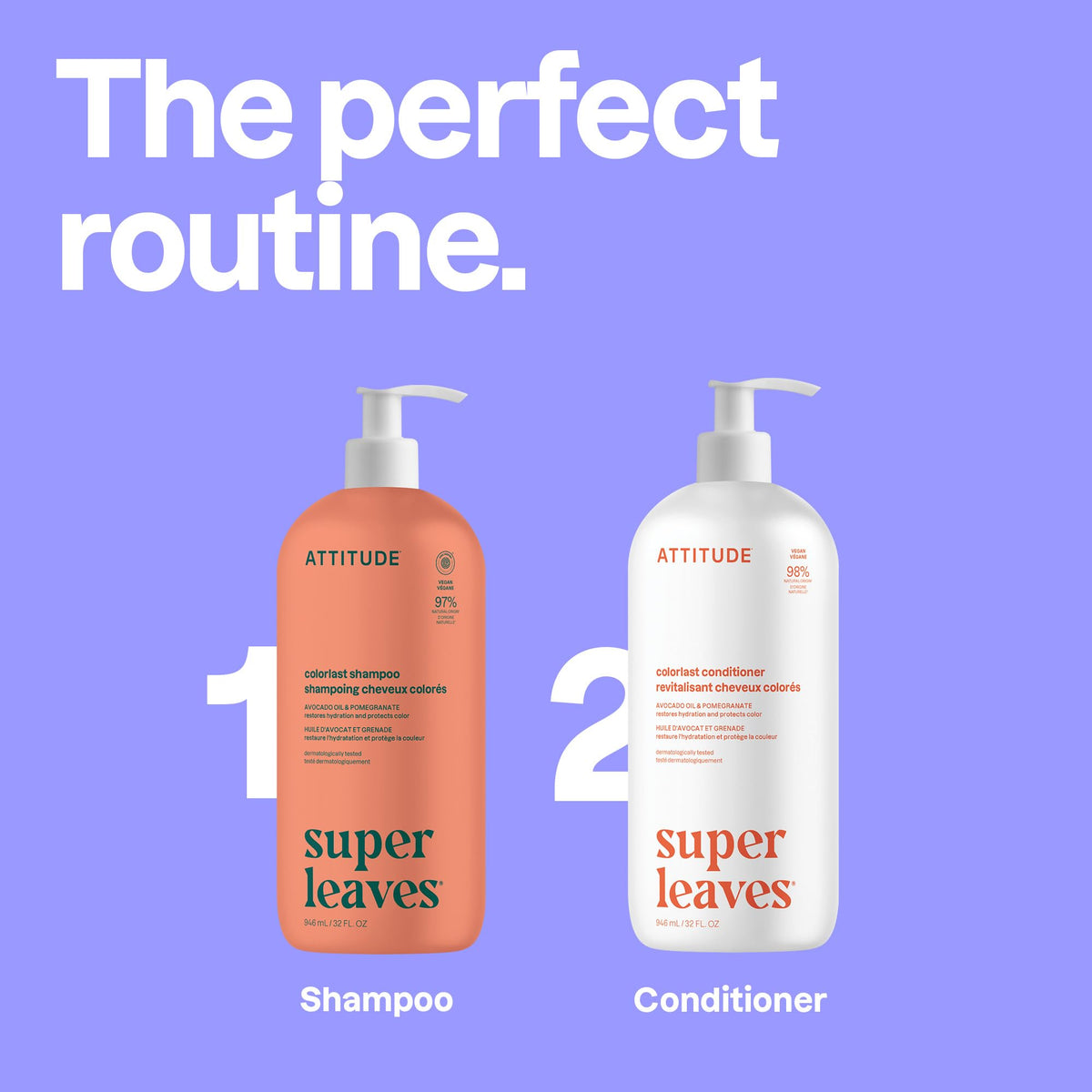 ATTITUDE bottle staged in bathroom emphasizing daily haircare routine