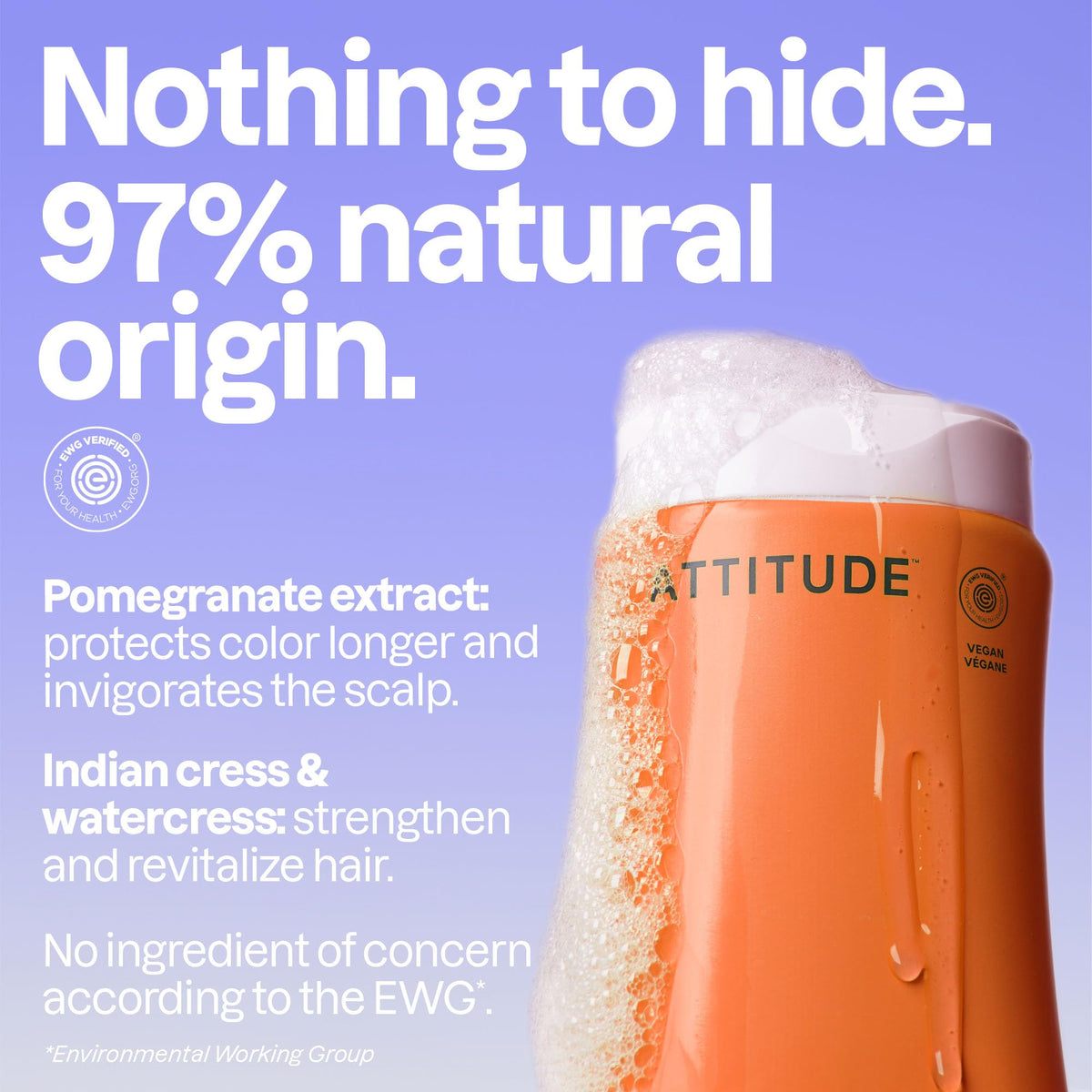 ATTITUDE pump dispensing shampoo foam for gentle cleansing benefit