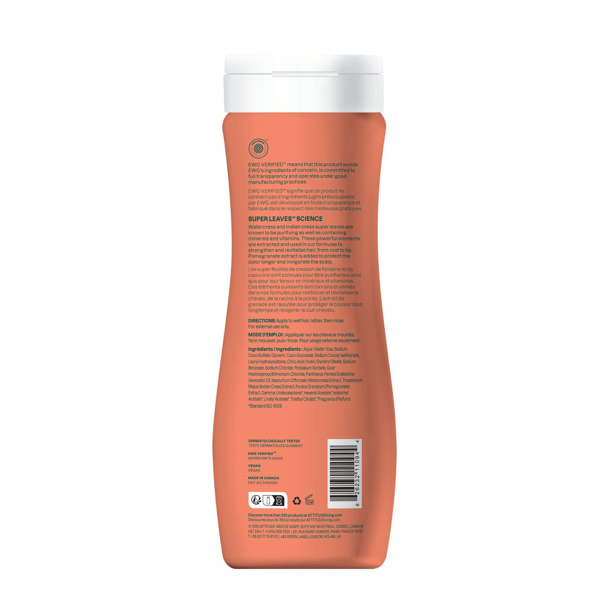 ATTITUDE bottle beside hand showing 16 fl oz scale and portion control