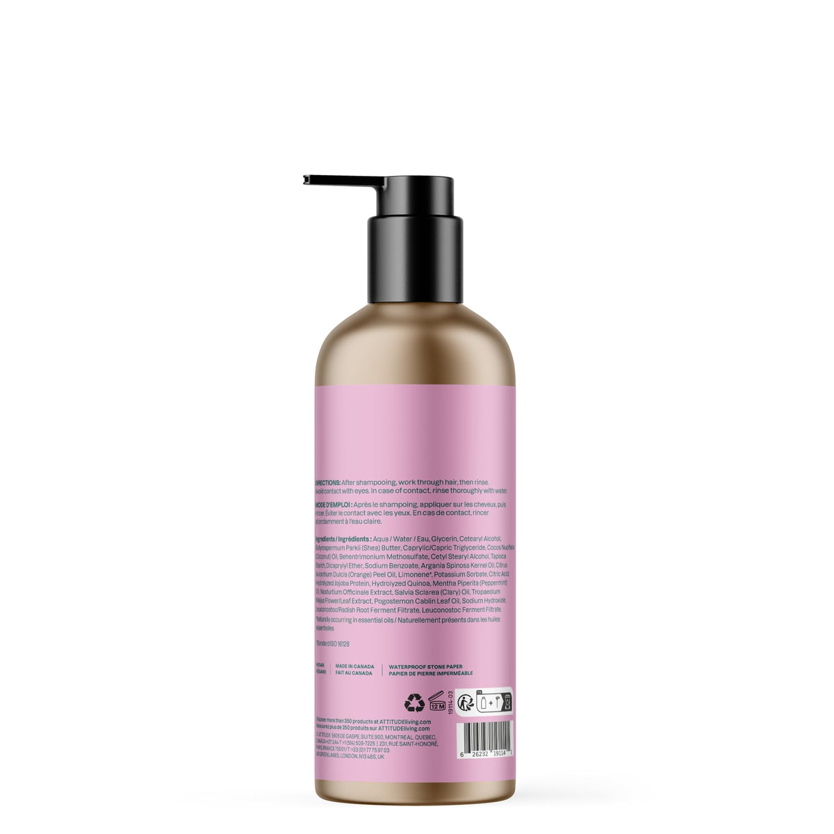 ATTITUDE conditioner staged on bathroom shelf portraying sustainable routine benefit