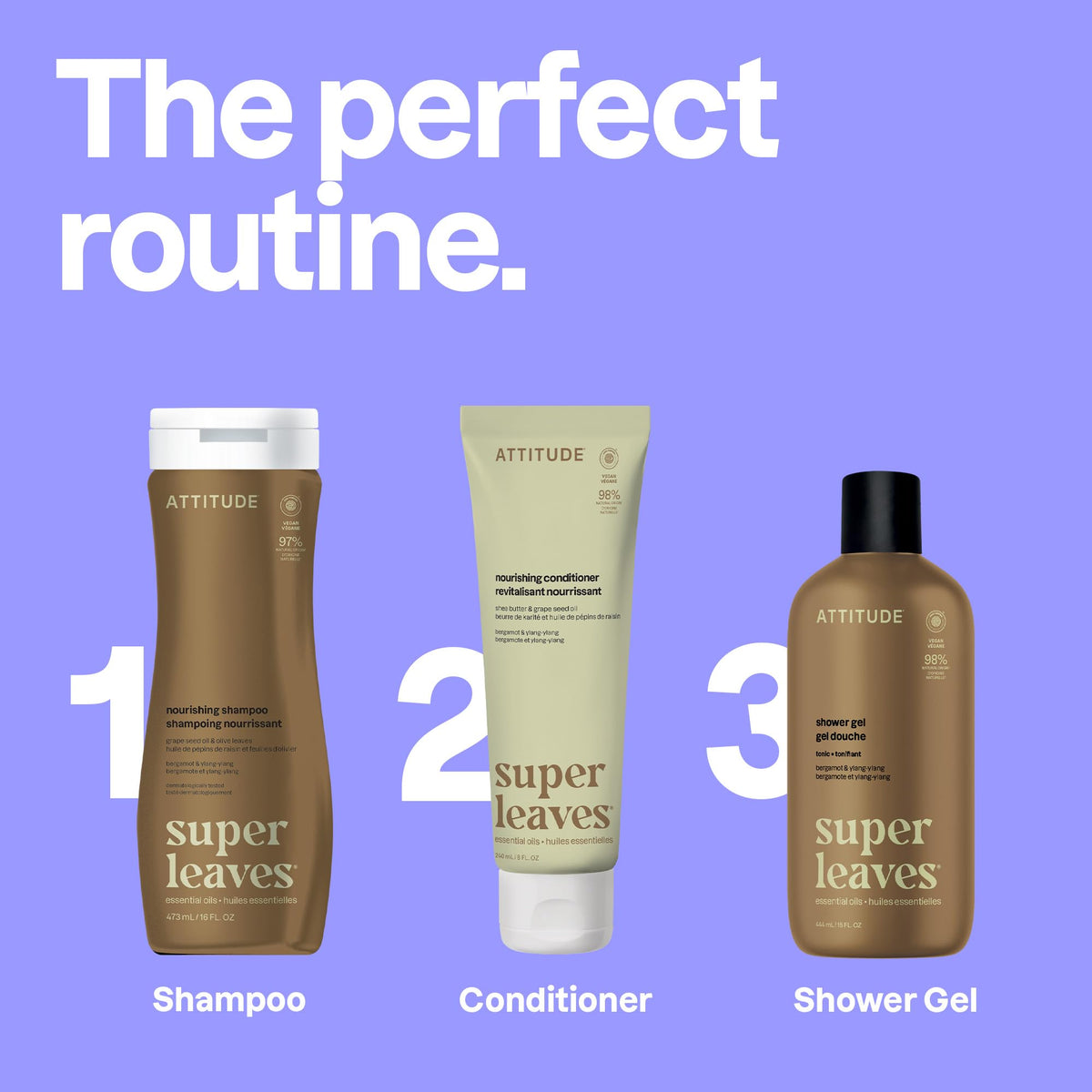 ATTITUDE conditioner with matching shampoo demonstrating a complete routine
