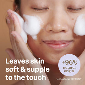 ATTITUDE pump dispensing creamy foam texture for gentle cleansing