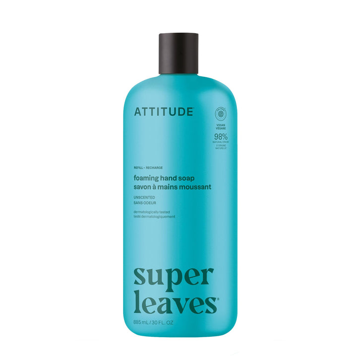 ATTITUDE refill bottle front label showing clean, EWG verified benefits