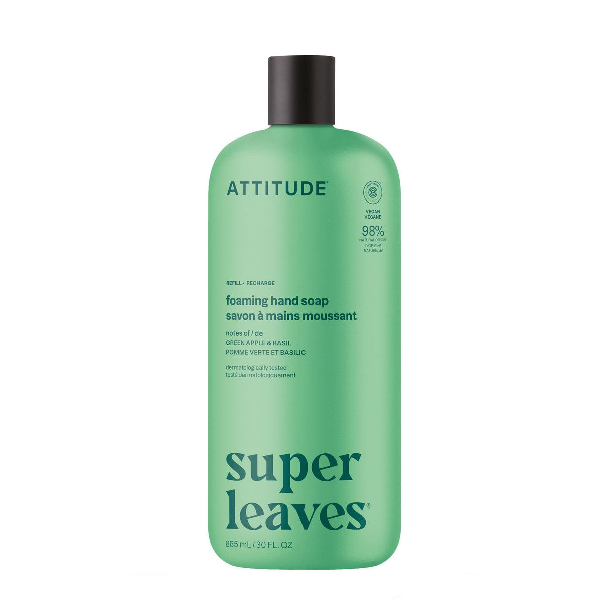 ATTITUDE refill pouch front view showing scent and size, promotes eco savings