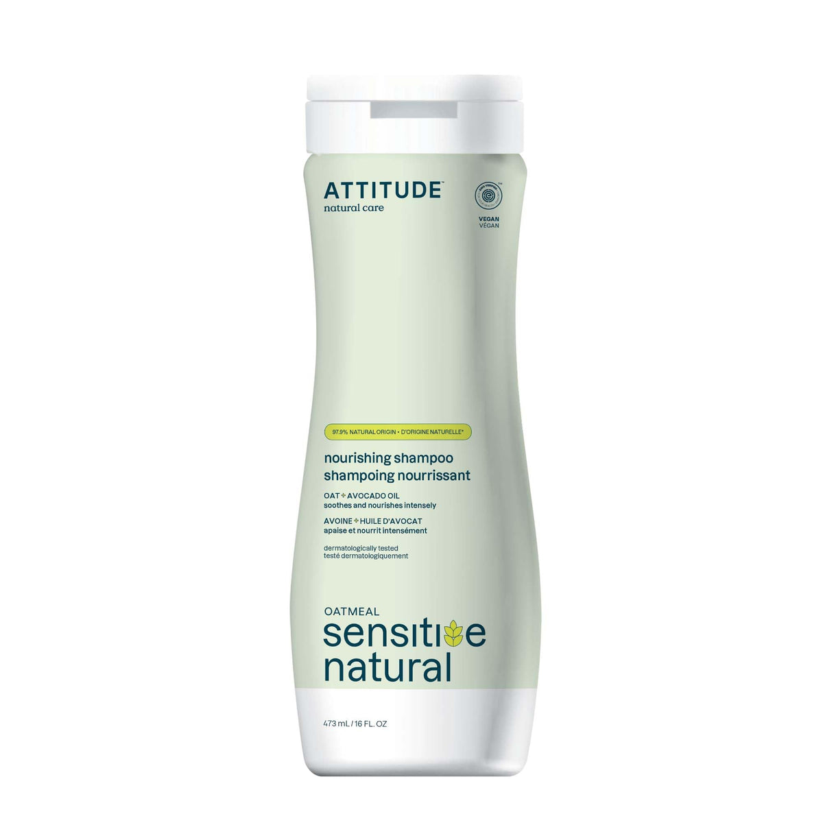 ATTITUDE front bottle 16 oz showing label and volume, communicates trustworthy clean ingredients
