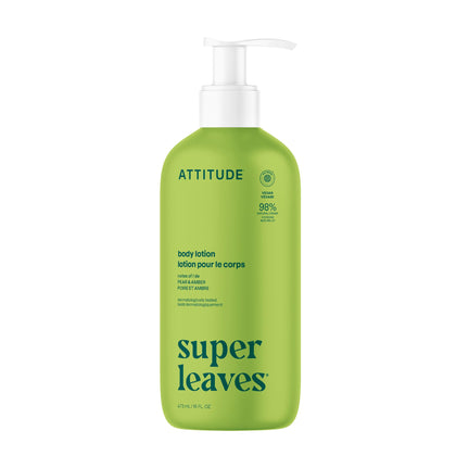 ATTITUDE front bottle showing pear and amber scent and clean formula benefit