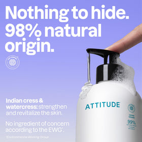 ATTITUDE label detail highlighting plant-based ingredients and transparency benefit