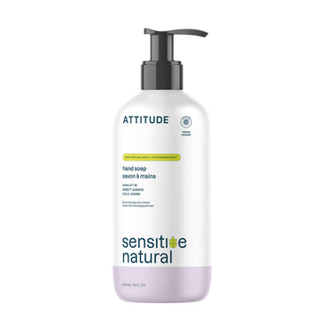 ATTITUDE front bottle view showing gentle hand soap and clear branding