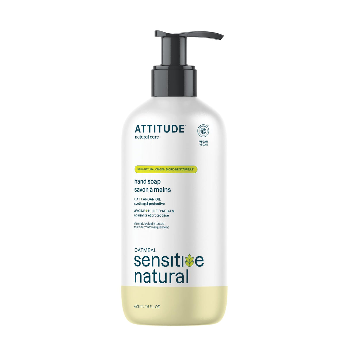 ATTITUDE front label showing product name and benefits for sensitive skin