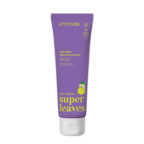ATTITUDE kids lotion front bottle showing label and recyclable bottle benefit