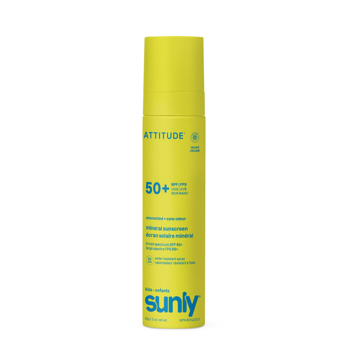 ATTITUDE front packaging showing SPF 50 and travel-size convenience