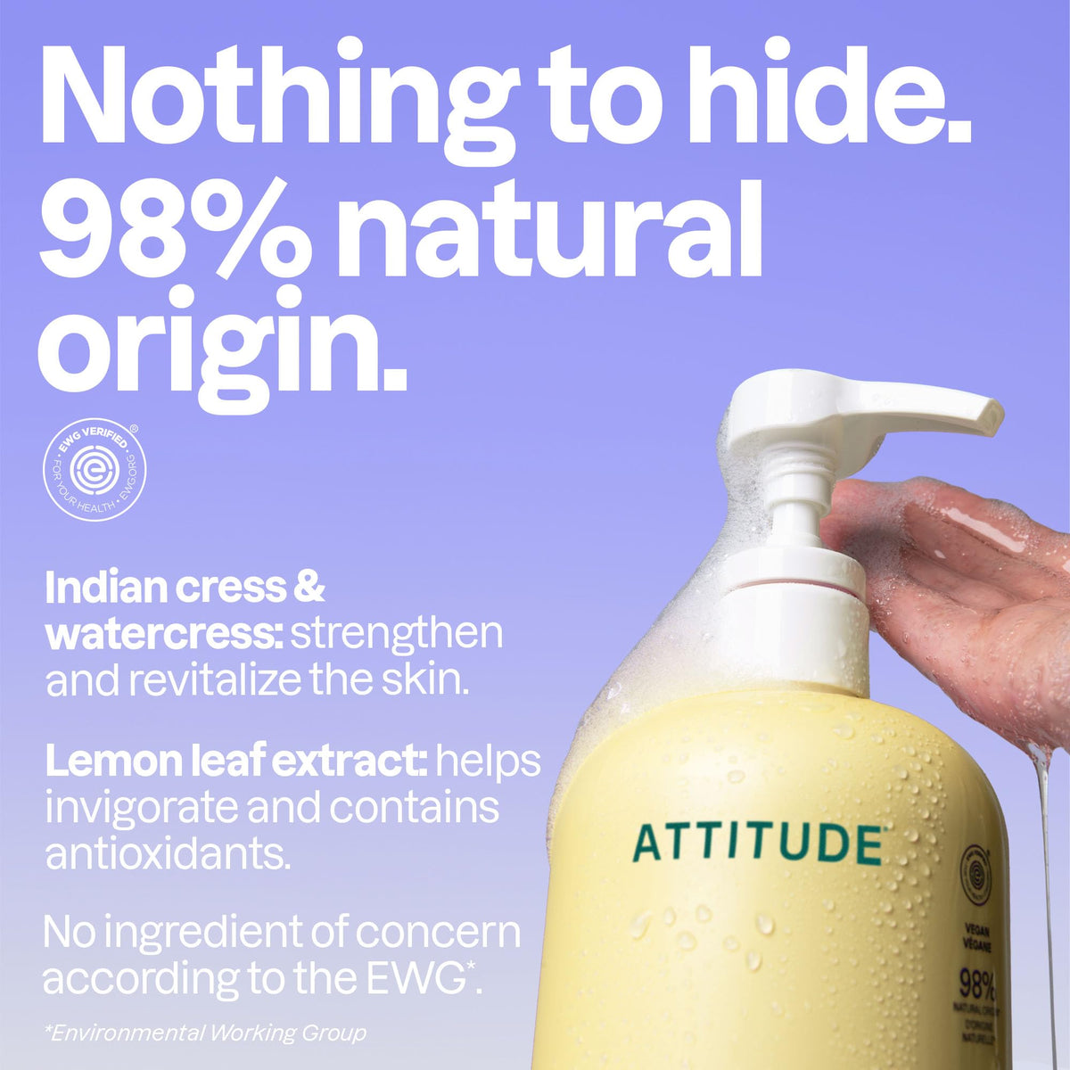 ATTITUDE creamy lather texture demonstrating gentle foam and effective cleansing