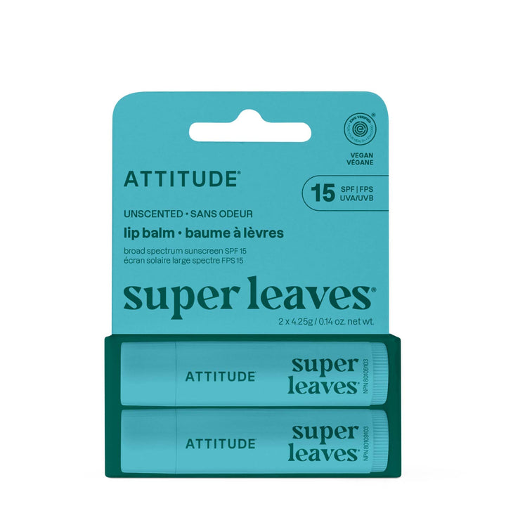 ATTITUDE lip balm duo front packaging showing two sticks and benefits