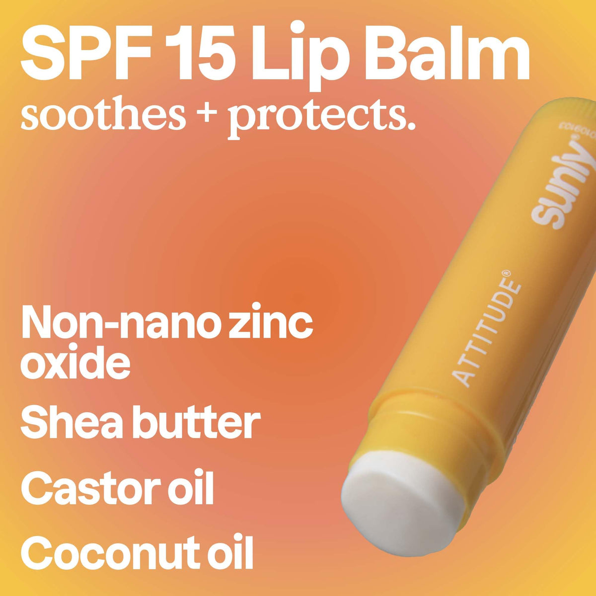 ATTITUDE lip balm stick close-up texture highlighting smooth glide benefit