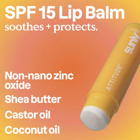 ATTITUDE lip balm stick close-up texture highlighting smooth glide benefit