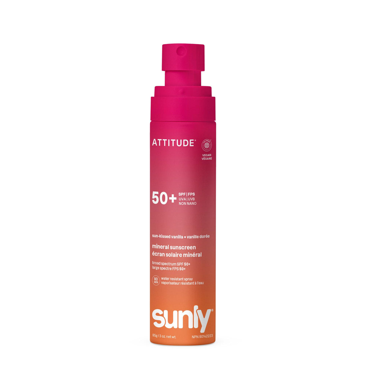 ATTITUDE bottle on beach towel with vanilla scent hint for pleasant fragrance
