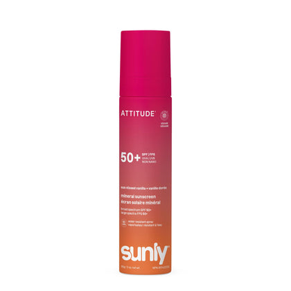 ATTITUDE front packaging showing SPF 50 and clean formulation benefit