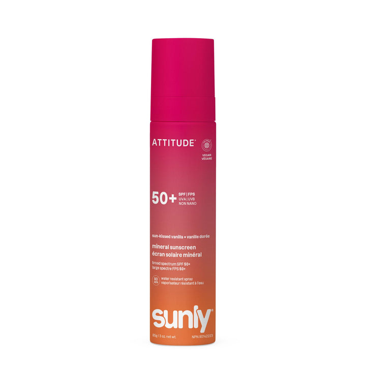 ATTITUDE front packaging showing SPF 50 and clean formulation benefit