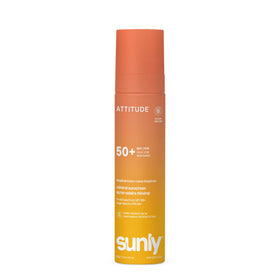 ATTITUDE front view of SPF 50 tube showing clean mineral sunscreen branding and benefit