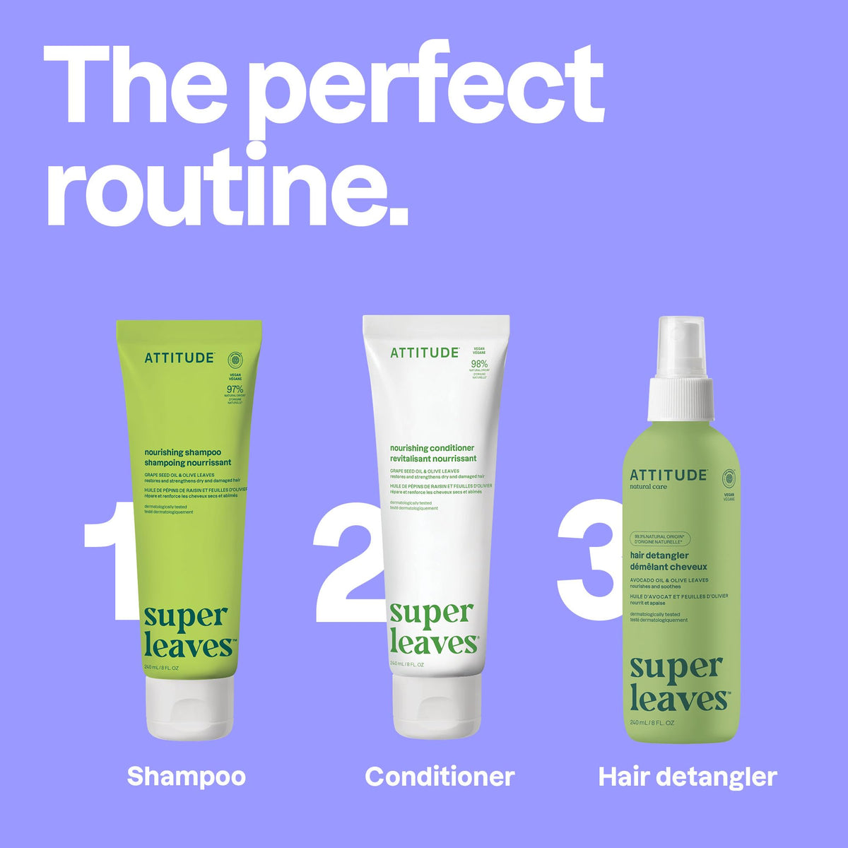 ATTITUDE shampoo bottle styled on bathroom shelf suggesting daily routine