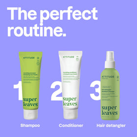 ATTITUDE shampoo bottle styled on bathroom shelf suggesting daily routine