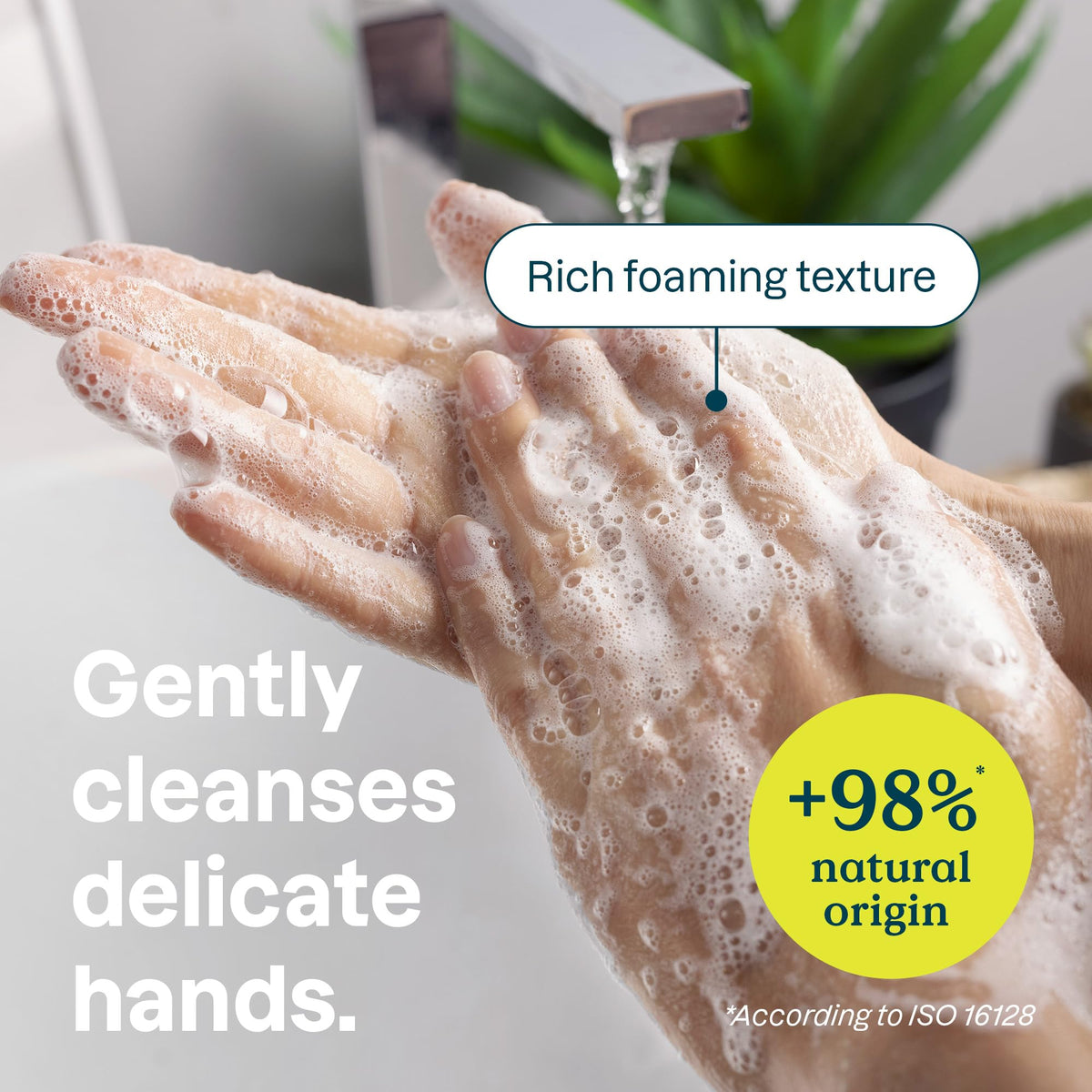 ATTITUDE pump dispensing creamy foam demonstrating soft texture and lather