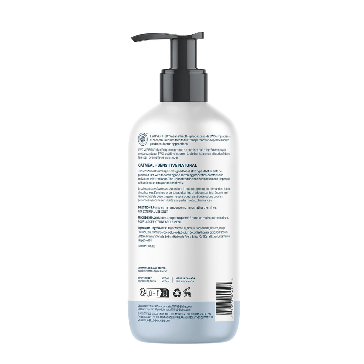 Recyclable HDPE #2 symbol on ATTITUDE bottle promoting eco-conscious packaging